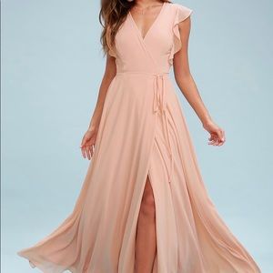 Lulus Crescendo Blush wrap maxi dress